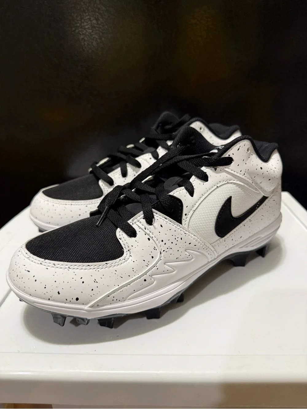 Air Jordan Stadium 90 Low TD Baseball Cleats Black White Men's Size 9 HQ0210-100